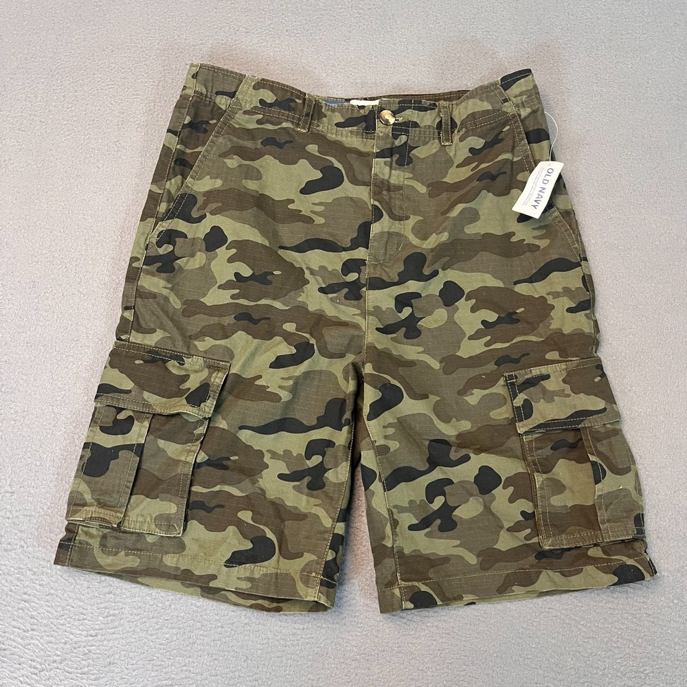 Old Navy Kids Size 16 At The Knee Cargo Shorts Camo 9" Army Utility Skate NWT